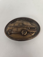 Vintage 1970s Keep On Truckin Van Belt Buckle Brass Tone Retro Boogevan Hippie