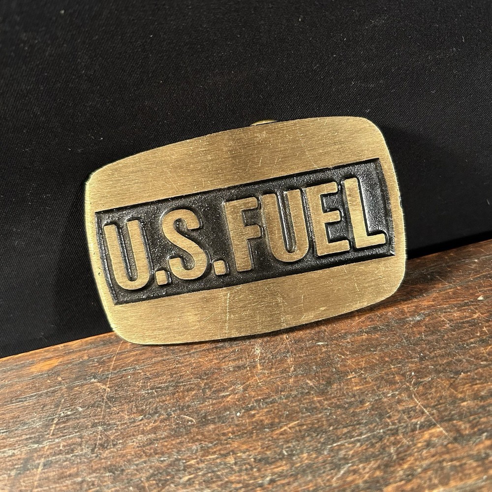 Vintage Belt Buckle U.S. Fuel Petroliana Oil Dyna Buckle Provo Utah Solid Brass