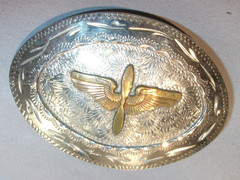 1942 U.S. ARMY AIR CORPS FORCE AVIATION WING PROPELLOR SILVER & GOLD BELT BUCKLE