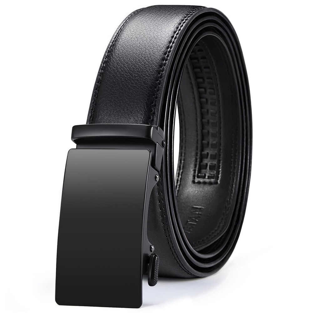VATAN Men&rsquo;s Belt Leather Ratchet for 32&Prime; to 38&Prime; Waist Adjustable, Black