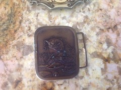 LOT 4 VINTAGE ESTATE METAL BELT BUCKLE S TRUCK BEER HORSE FISHING