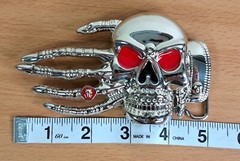Skull and Skeletal Hand Belt Buckle