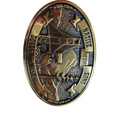 Vintage Native Sons Golden West Brass Belt Buckle Robert R Souza President