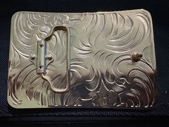 Western Rooster Rectangular Belt Buckle Gold/Black Metal Fits 1.5in Belt