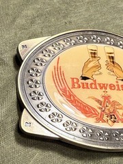 Vintage/undated Budweiser Beer belt buckle. 3.5&Prime; Wide.