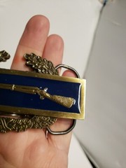 Vtg 1989 AMERICAN BUCKLE CO Solid Brass US Civil War Baron Rifle Wreath Belt