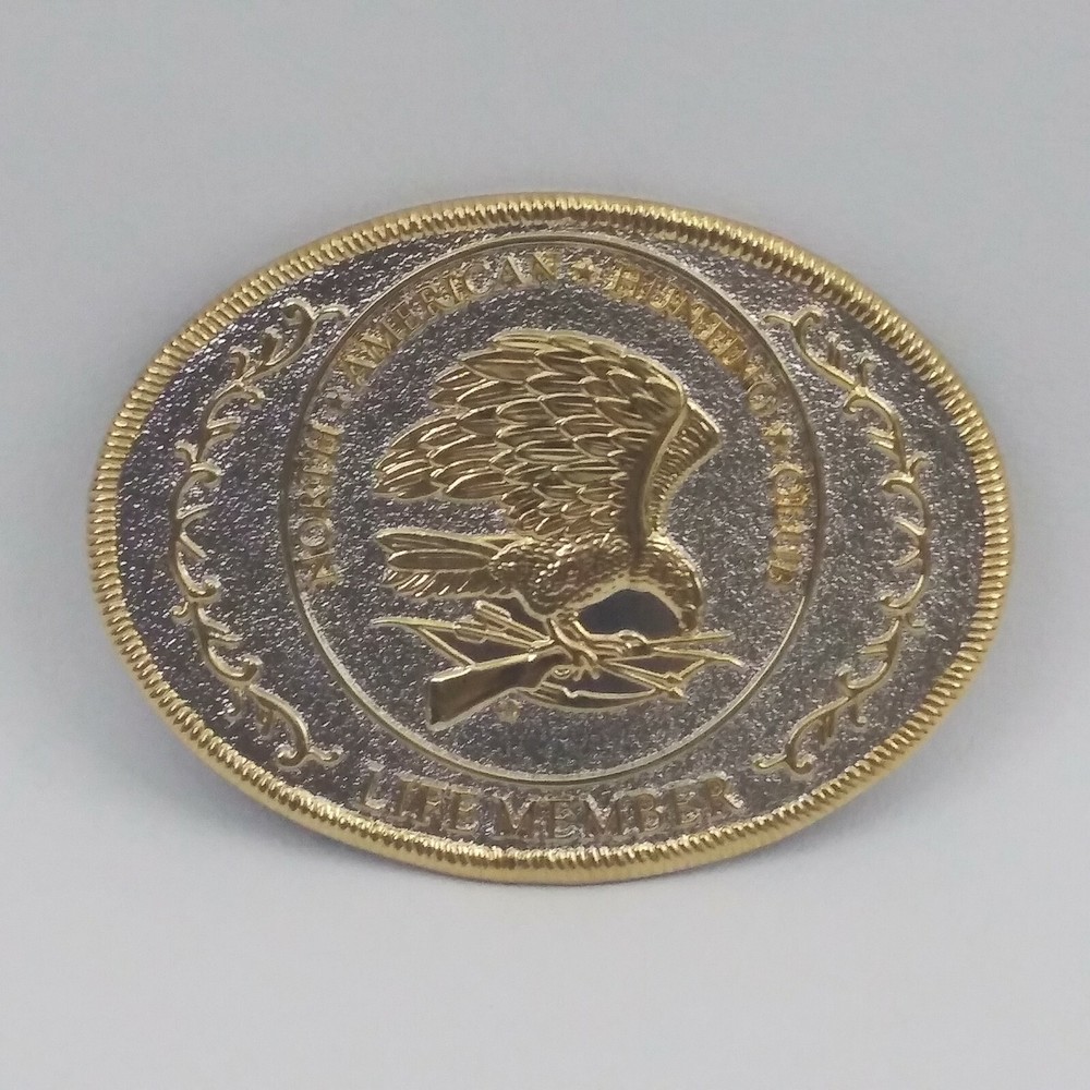 North American Hunting Club Life Member Oval Belt Buckle Silver & Gold Color