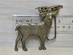 Vintage Baron Buckle Belt Buckle Brass 3.75&Prime;H Deer Stag Hunter Animal 1980