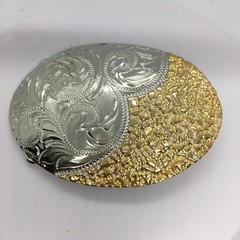NEW WALMART Made In U S Engraved BELT Steel Brass 3.5 Inch By 2.5 Inch