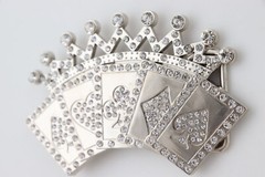 New Men Women Silver Metal Belt Buckle Cool Card Games Crown Gambling Bling Look