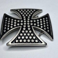 Vintage Y2K Maltese Iron Celtic Cross Belt Buckle Black Silver Goth Gothic Biker
