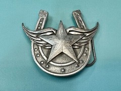 Lucky Star In Horseshoe Vintage 2004 Cutout Great American Products Belt Buckle