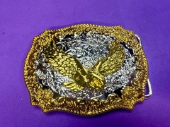 Western American Pride USA Bald Eagle Majestic Flying Two Tone Belt Buckle