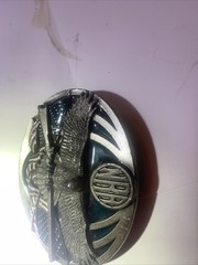 1995 NRA belt buckle , Eagle & Flag design, Bergamot co. E-251 USA Grey Metal