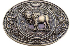 Men Gold Metal Buffalo Bull Belt Buckle Cowboy Western Fashion Oval Shape Casual