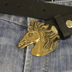 Belt Buckle Horse Head, Belt Buckle for Riders and Horse Fools Gold Antique