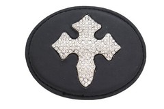Belt Buckle Men Women Black Fabric Silver Metal Western Cowboy 3D Rodeo Cross