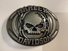 Harley-Davidson Willie G Skull belt buckle.#97830-08VM.Antique nickel plated .