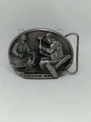Vintage Flexco Belt Buckle Mens One Size Pewter Mining Miner 1988 80s Promo