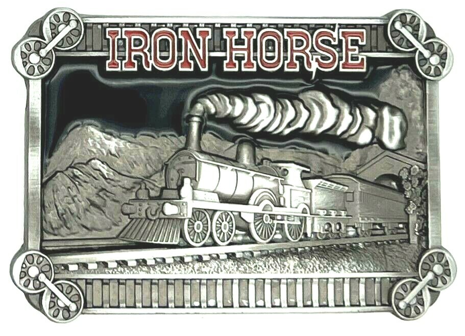 Iron Horse Train Locomotive Railroad Engineer Conductor Enameled Belt Buckle New