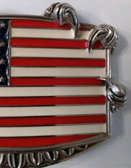 Belt Buckle Patriotic USA Flag With Eagle Claws. Zinc Alloy 1.5&Prime; Belt Swivel