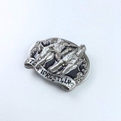 Black Enamel Rodeo Steer Wrestling Western Belt Buckle Boucle de Ceinture
