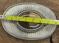 Vintage 1960’s Cat Eye Nickel Silver Oval Belt Buckle