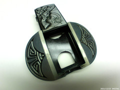 Belt Buckle Lighter Silver Gun Skull Revolver Target Belt width 1.5&Prime; NEW