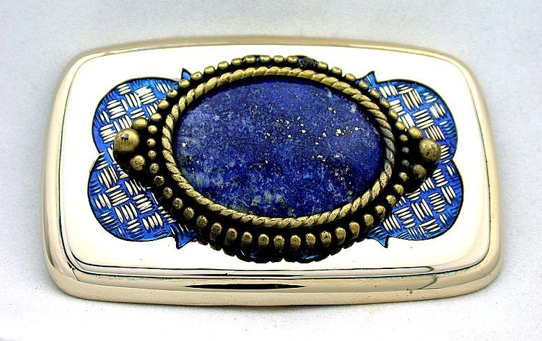 Gold Color Oval 40×30 40mm x 30mm Natural Lapis Lazuli Belt Buckle epb80