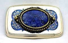 Gold Color Oval 40×30 40mm x 30mm Natural Lapis Lazuli Belt Buckle epb80