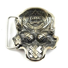 Skull belt buckle, Human skull german silver belt buckle Jolly Roger