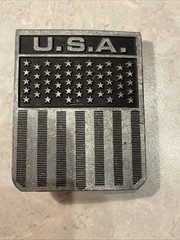 Vintage Belt Buckle American Flag Solid Pewter United States U.S.A. 2.75×2.25”