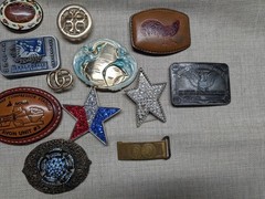 vintage modern LOT OF 14 belt buckles WESTERN chrome metal brass