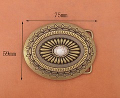 Antique Brass Western cowboy Flower Pattern Turquoise Leathercraft Belt Buckle