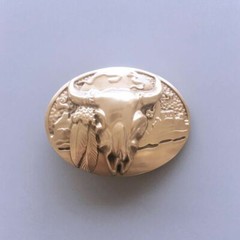 Western Rodeo Bull Oval Solid Brass Metal Belt Buckle