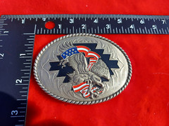 VINTAGE IVAN CHINA EAGLE WITH FLAG BELT BUCKLE