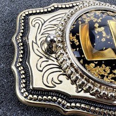 Vintage Monogram LW Fancy Gold Flake Western Cowboy Belt Buckle – Made in USA
