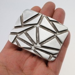 Rectangular Belt Buckle Silver Geometric For Interchangeable Belts 40mm