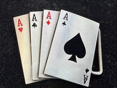 Poker Hand Four Aces – New Cutout Vegas Vibe Gambling Hand Belt Buckle