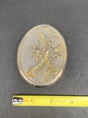Gold & Silver Tone Flying Eagle Oval Belt Buckle