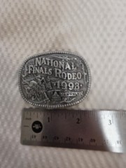 National Finals Rodeo 1993 MINI Belt Buckle Hesston Commemorative 2&Prime;x 2.5&Prime; Youth