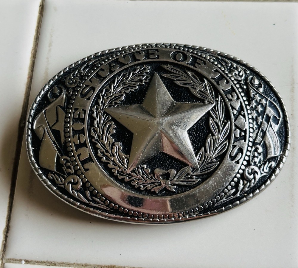 Vintage State Of Texas Belt Buckle 3.5” X 2.5”