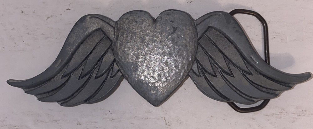 VALENTINES WINGED HEART Belt Buckle Love Wings Rock GREAT AMERICAN Pewter Biker