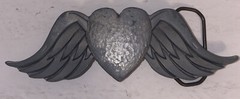 VALENTINES WINGED HEART Belt Buckle Love Wings Rock GREAT AMERICAN Pewter Biker