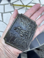 Vintage 1970’s Brass Cowboy Western Covered Wagon Train Belt Buckle Pioneers