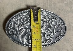 Set of 2 Landsun Western Belt Buckles, Howling Wolf And Floral Design NWB
