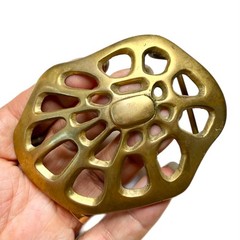 LUX Vintage 1960s Abstract Belt Buckle Solid Brass, 4”