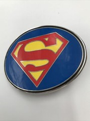 Classic Superman Logo Belt Buckle Metal 3.5 in. x 2.5 in. DC Comics Blue
