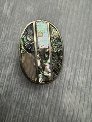 vintage Mexican Nickel Plated Bronze w/ Abalone Inlays 1” BELT BUCKLE