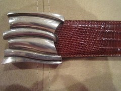 CLASSIC!! RARE!! KIESELSTEIN STERLING BELT BUCKLE AND BROWN LIZARD BELT SIZE 1